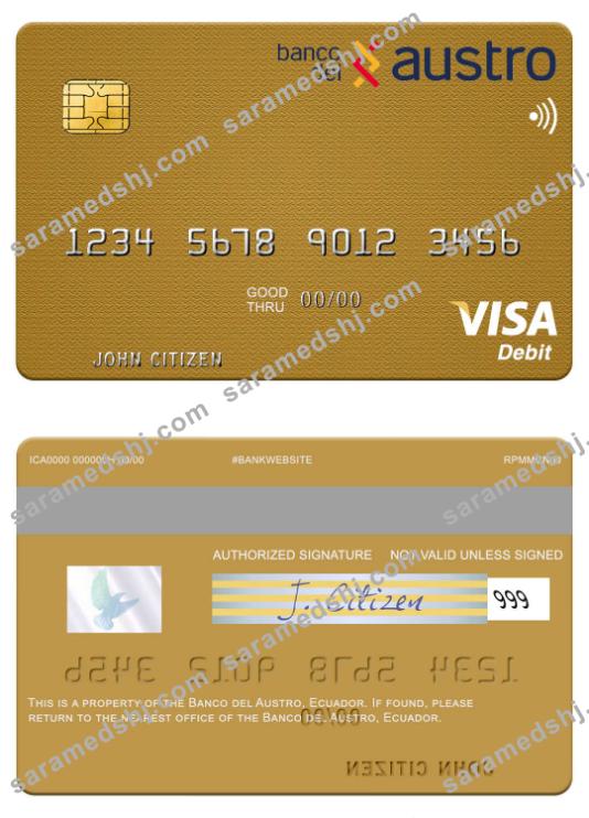 Ecuador Banco del Austro visa debit card